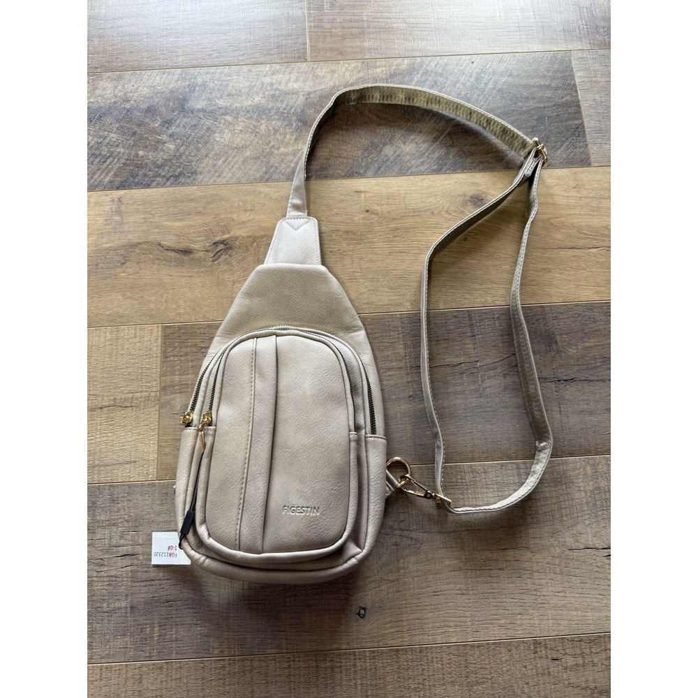 NWT Faux Leather Gray Crossbody Bag With Adjustable Strap